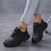 Women's Leather Sports All Black Casual Fitness Lightweight Work Running Shoes, Women's Waterproof And Dirt Resistant 55F_vogvips.com
