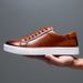 Men Retro Polished Leather Casual Sneakers Lace Up Non-Slip Fashion Walking Skate Shoes_vogvips.com