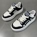 Men's Light Luxury High-End Black And White Color Blocked Dad Men's Leather Thick Soled Lightweight Casual Shoes_vogvips.com
