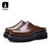 Luxury Platform Man Half Slippers With Heels Genuine Leather 2024 Summer Wedding Business Social Shoes Outside Sandals_vogvips.com