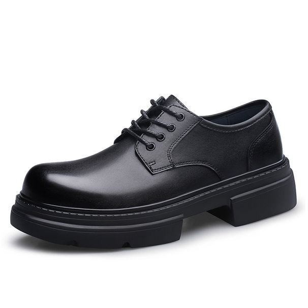 Men's Shoes Casual Leather Shoes Men's Dress Big Head Work Platform Derby Shoes_vogvips.com
