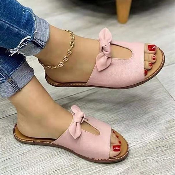 2025 Summer Oversized Bow Sandals, Fish Mouth Flat Bottomed Women's Shoes_vogvips.com