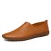 TerraStride Large Size Slip-On Handmade Stitched Loafers Spring Summer Top Layer Cowhide Hollow Men's Leather Shoes_vogvips.com