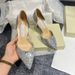 2025 Spring New Women's Sandals Pointed Toe Shallow Mouth Hollow Sequin Thin Heel Sexy Versatile Color Block High H_vogvips.com