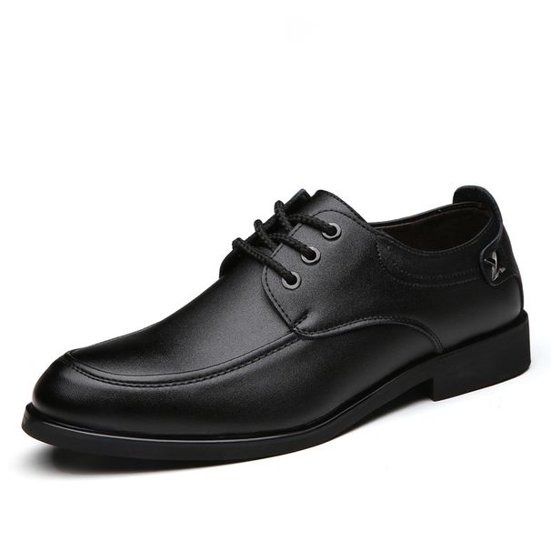 British Business Casual Men, Lace-Up Professional Work Wedding Trendy Youth Shoes, Pointed Toe Leather Shoes For Men_vogvips.com
