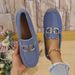 Spring/Summer Casual Women's plus Size Shoes round Toe Flat Metal Chain European American Style_vogvips.com