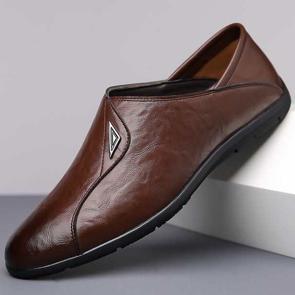 Suitable For All Seasons Men's Summer Genuine Leather Breathable Business Formal Shoes 2024 New Casual Soft Sole Loafers_vogvips.com