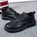 European Warm Series Men's Summer Korean Style Martin Youth Work Boots Non-Slip Chef Versatile Black Leather Shoes For Men_vogvips.com
