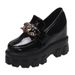 Women’s Shoes Rhinestones Inner Height Enhancing Shoes With Small Leather Shoes Thick Soled Platform Shoes One Step Loafers_vogvips.com