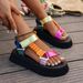 Women's Shoes Large Size Thick Soled Velcro Sandals For Women Ethnic Style Color Matching Beach Sandals_vogvips.com