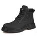 European Warm Series Outdoor Martin Thick-Soled Leather 2025 Autumn Winter New Men's With Fleece Yellow Short Big Toe Work Boots Shoes_vogvips.com
