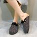 Women's Style Flat Rhinestone Cork Slippers Thick Sole Fashionable Outdoor Slip-On With Toe Cover_vogvips.com