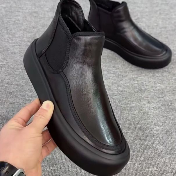 European Warm Series Fleece-Lined Martin For Men, Genuine Leather High-Top Autumn And Winter Warm Boots, Versatile Thick-Soled Casual_vogvips.com