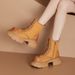 2025 New British Style Yellow For Women Thick Sole Genuine Leather Martin Lace-up Casual Chunky Heel Short Boots_vogvips.com