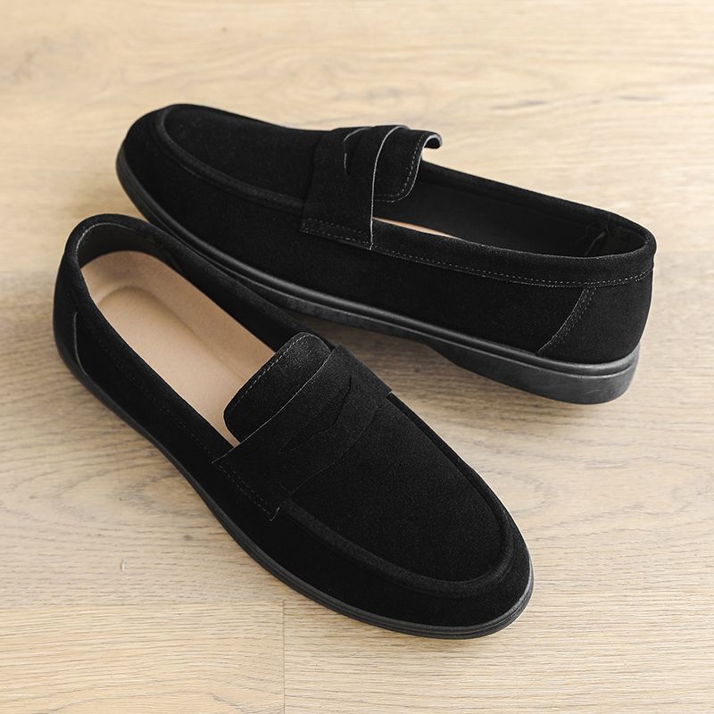 Genuine Leather Casual Luxury Brand Breathable Slip On Black Driving Shoes Moccasins Plus Size 39-45 Soft Men Loafers_vogvips.com