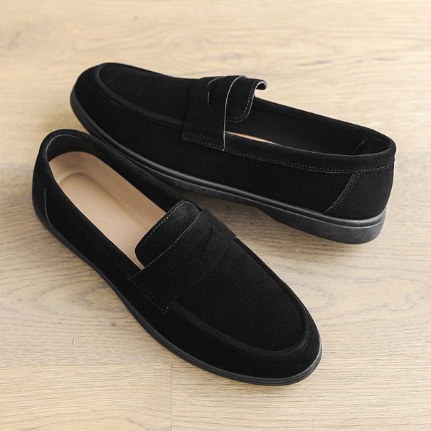Genuine Leather Casual Luxury Brand Breathable Slip On Black Driving Shoes Moccasins Plus Size 39-45 Soft Men Loafers_vogvips.com