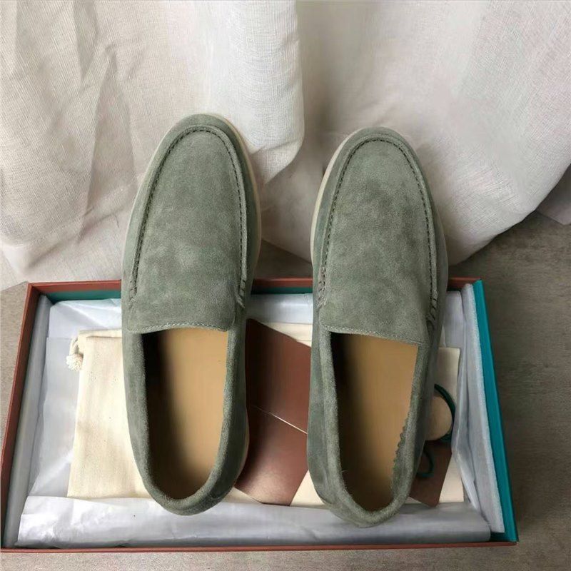 LP Le Fu Made Of Genuine For Lazy People, 25 New Casual White Sole, Deep Blue Leather Shoes, Men's And Women's Bean_vogvips.com