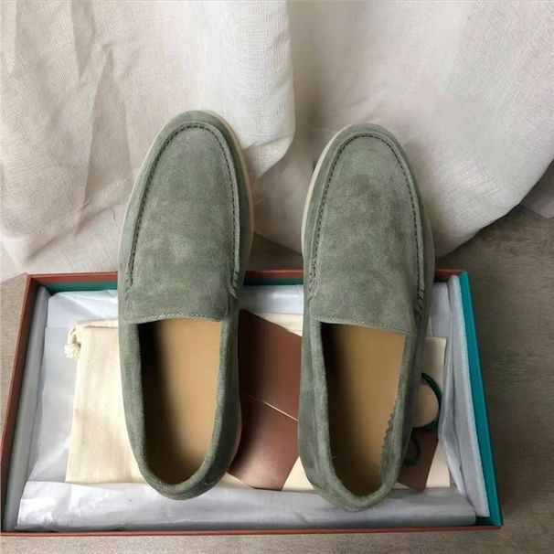 LP Le Fu Made Of Genuine For Lazy People, 25 New Casual White Sole, Deep Blue Leather Shoes, Men's And Women's Bean_vogvips.com