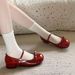 Ankela Red Bowknot Women's Mary Jane 2025 Summer New French Style Trendy Chunky Heel Height-Increasing Leather Shoes_vogvips.com