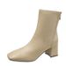 French Short 2024 New Autumn Winter Versatile Square Toe Chunky Heel Back Zipper Korean Style Internet Celebrity Elastic_vogvips.com