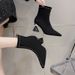 Women's High Heeled Ankle Boots Suede Pointed Toe Comfortable Casual Fashion Autumn New French Style Sexy Over-the-Ankle Rubber Sole Black_vogvips.com