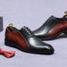 Cowhide shoes men's business British formal leather shoes carved fashion wedding square toe men's leather letter Oxford shoes_vogvips.com