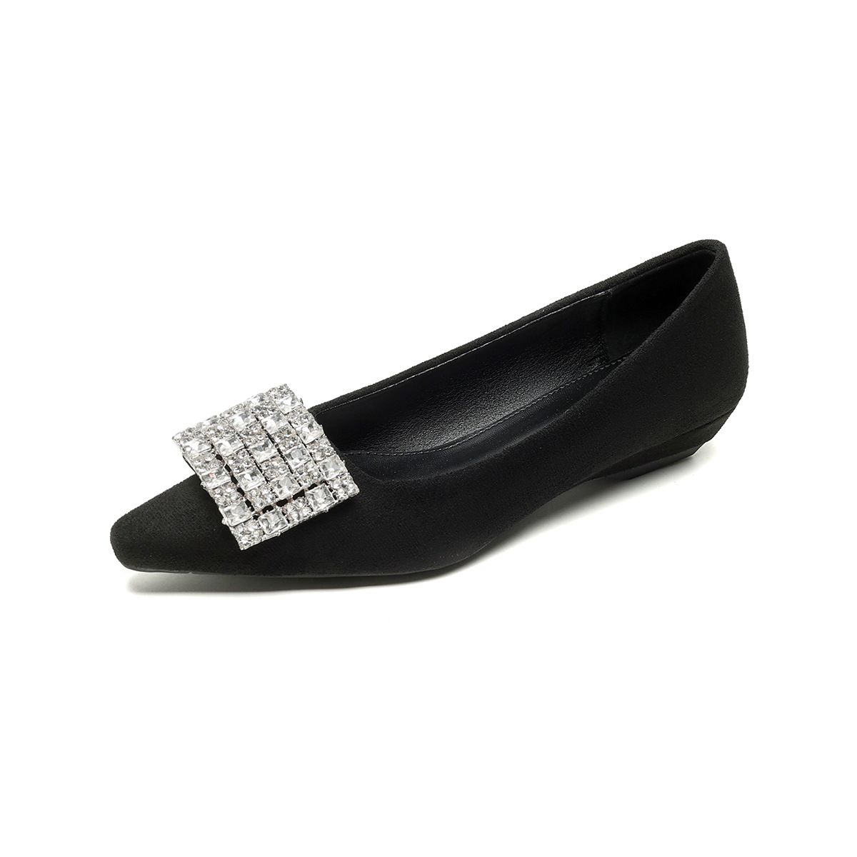 Pointed Single Shoes Women's Thick Heel Spring French Rhinestone Beanie Shoes Women's Soft Sole_vogvips.com