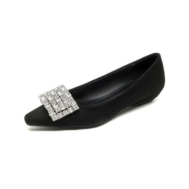 Pointed Single Shoes Women's Thick Heel Spring French Rhinestone Beanie Shoes Women's Soft Sole_vogvips.com