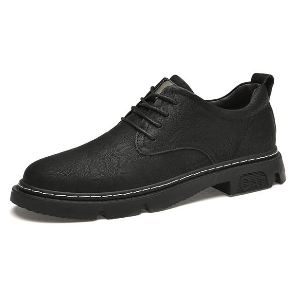 Tattooed Round Head Men's Platform Martin Shoes Sewing Line Retro Outdoor Low Heel Casual Big Head Men's Shoes_vogvips.com