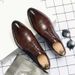 Men's Leather Korean Style British Trend Pointed Toe Hair Stylist Height Increasing Casual Shoes Youth Brown_vogvips.com