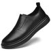 Suitable For All Seasons Men's New Large Size Genuine Leather Sneakers Trendy Casual Pure White Loafers Slip-On Shoes_vogvips.com