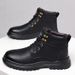 Winter High-Top Martin Genuine Leather, Thick-Soled, Casual, Fleece-Lined, Warm Wool Cotton Men's Short Boots, Trendy_vogvips.com