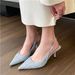 Chic And Elegant Sea Salt Blue Pointed-toe High-heeled Sandals, 2025 New Women's Shoes, Backless Half-enclosed Fashion_vogvips.com