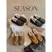 Square Round Head Thick Sole One Pedal Mao Mao Le Fu Doudou Shoes_vogvips.com
