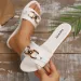 Women's Metallic Chain Flat Slides Elegant Summer Slip On Sandals Ladies' Slippers Classic Versatile Solid Color Metal_vogvips.com