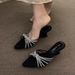 Fairy Wind Diamond Thin Strap Flip Flops Women's Summer Outwear New Pointed Toe Wedge Heel Elegant Sandals_vogvips.com