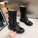 2025 New Coarse Heeled Motorcycle Boots With Buckle And Martin Boots Trendy Mid Heeled Boots Children's Genuine Leather Women's Boots Fashion_vogvips.com