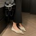 Women's Elegant Pointed Toe Flat Shoes With Rhinestone Buckle, Soft Suede Upper, Comfortable Slip-On Loafers For Banquets And Parties_vogvips.com