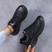 Women's Leather Sports All Black Casual Fitness Lightweight Work Running Shoes, Women's Waterproof And Dirt Resistant 55F_vogvips.com