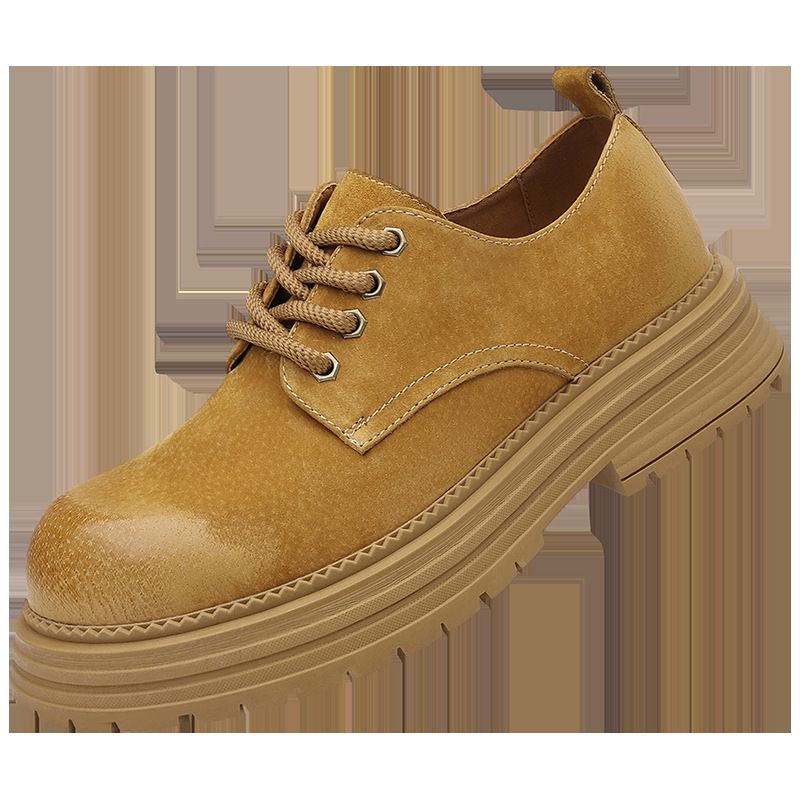 European Warm Series Men's Work Spring Autumn Surface Matte Large Toe Casual Leather Shoes British Style Height Increasing Thick Sole Low Top_vogvips.com