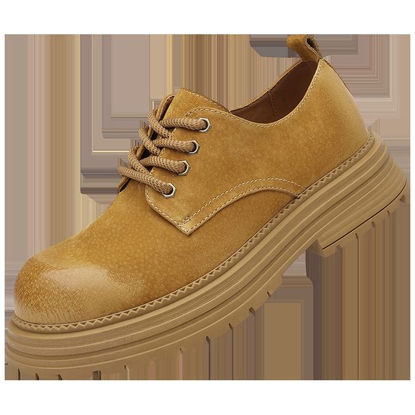 European Warm Series Men's Work Spring Autumn Surface Matte Large Toe Casual Leather Shoes British Style Height Increasing Thick Sole Low Top_vogvips.com