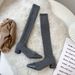 Stocking Pointed Toe Slim Tube Knitted Wool Elastic Sock Chunky Heel High Heels Over-the-Knee Long Boots Women_vogvips.com