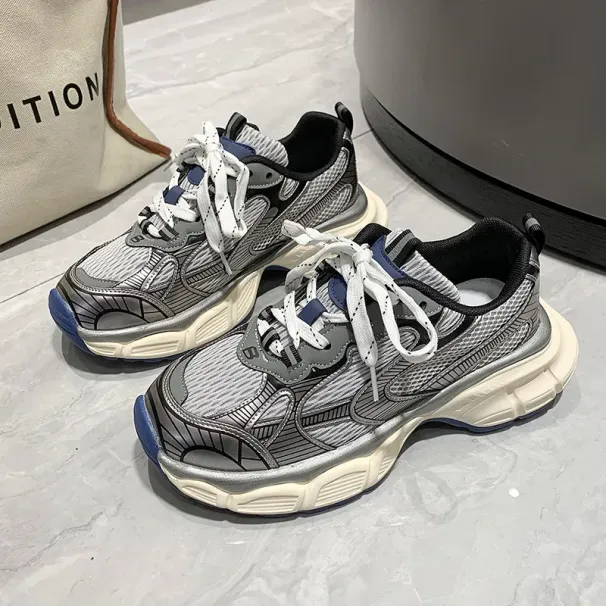 Designer Hot Mesh Breathable Casual Couple With Thick Sole Lace Up Fashionable And Stylish Sports Shoes For Women Size_vogvips.com