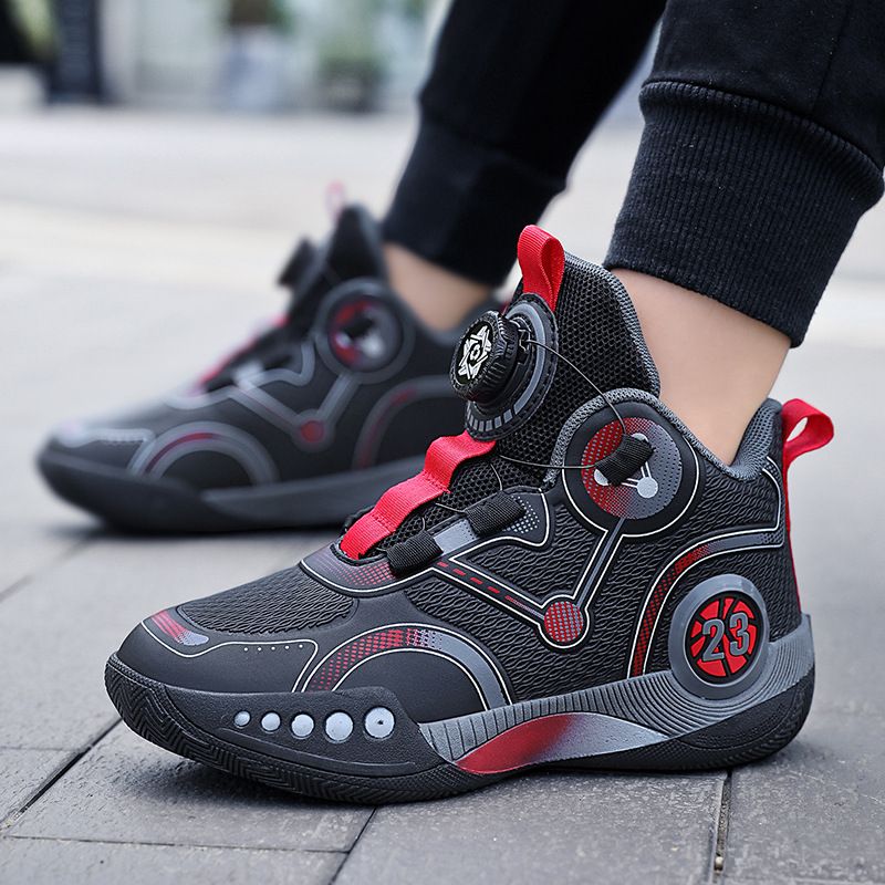 Basketball For Big Kids With Rotating Buckle, Student Sneakers, Parent-Child Running Sports Shoes, Trendy Shoes_vogvips.com