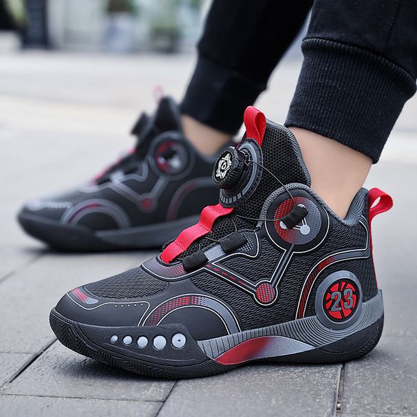 Basketball For Big Kids With Rotating Buckle, Student Sneakers, Parent-Child Running Sports Shoes, Trendy Shoes_vogvips.com