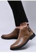 Large Size Men's Short Boots Retro Martin Boots Pointed Belt Buckle Velcro Cotton Boots Men's Shoes_vogvips.com