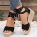 Women's Shoes Fish Mouth Wedge Heel Strap Open Toe Roman Beach Shoes Women Summer New Thick Bottom Platform Cake Large Size Sandals_vogvips.com