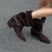 Cowhide Version Zhao Lusi Same Style Pile New Winter Melad Western Cowboy Chunky Heel Pointed Toe Short Boots For Women_vogvips.com