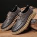 2025 New Business Casual Leather Cowhide Round Toe British Style Thick Sole Men's Shoes Trendy Versatile_vogvips.com