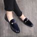 Men's Pointed Toe Stylist Leather Trendy Hidden Heel Business Loafers Slip-On Lazy Shoes_vogvips.com
